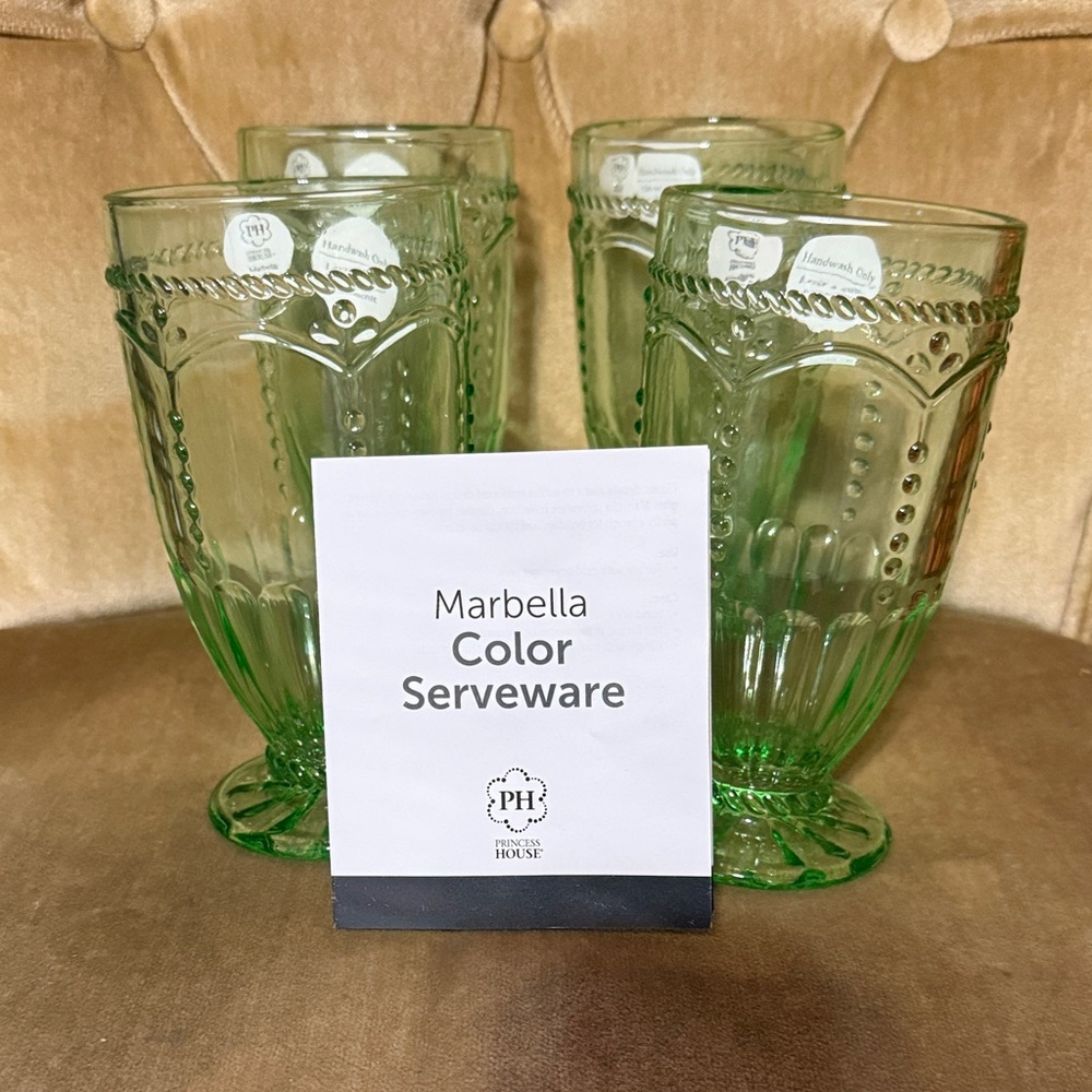 Princess House Brand New Green Set of Glasses